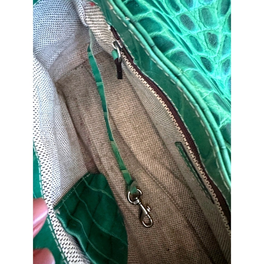 Vintage Y2K Dooney and Bourke Purse Green Croc Baguette Shoulder Bag Buckle - Picture 12 of 14